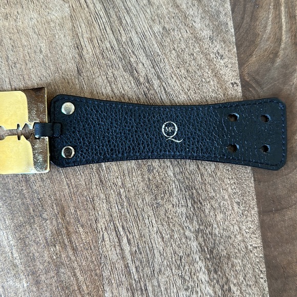 Alexander McQueen McQ razor blade oversized leather cuff wide bracelet - Picture 12 of 14